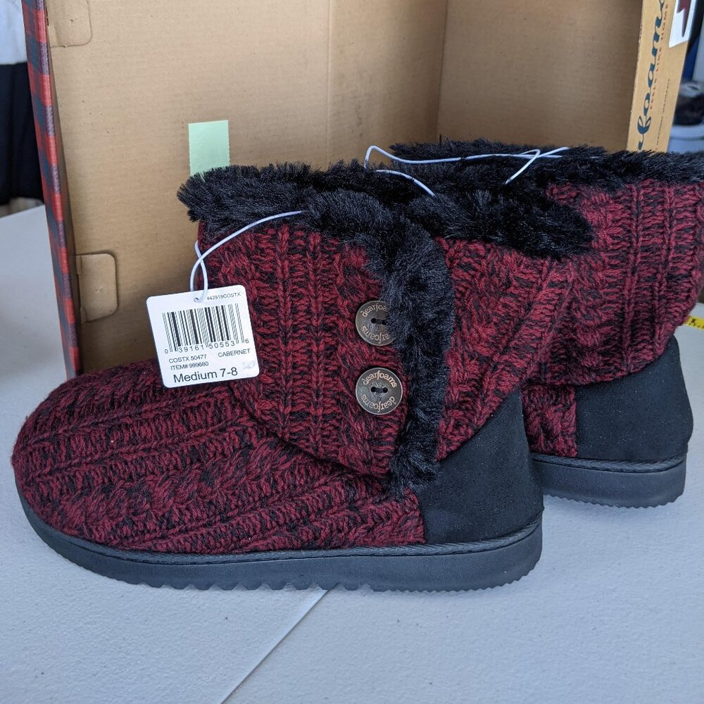 Dearfoams Women's Black and Burgundy Slippers - Picture 4 of 7